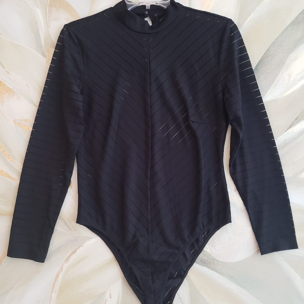 Black Mock Neck Bodysuit